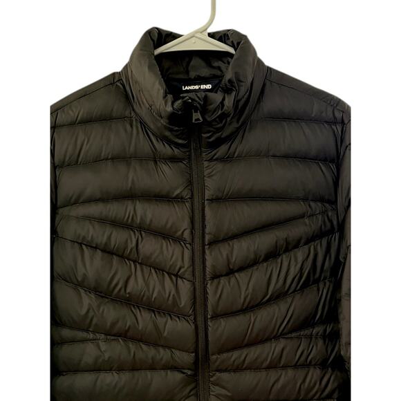 Land's End Black Quilted Puffer Packable Down Jacket Coat Winter Kids L Women S - Picture 3 of 9